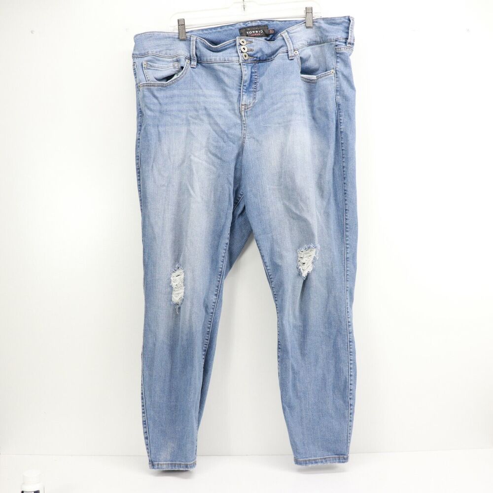 Torrid Jeans Premium Stretch Jegging Medium Wash Distressed Plus Size 24 R